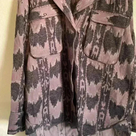 Free People We The Free Izzie Cargo Jacquard Purple Shacket Chore Jacket Size M - Picture 6 of 14